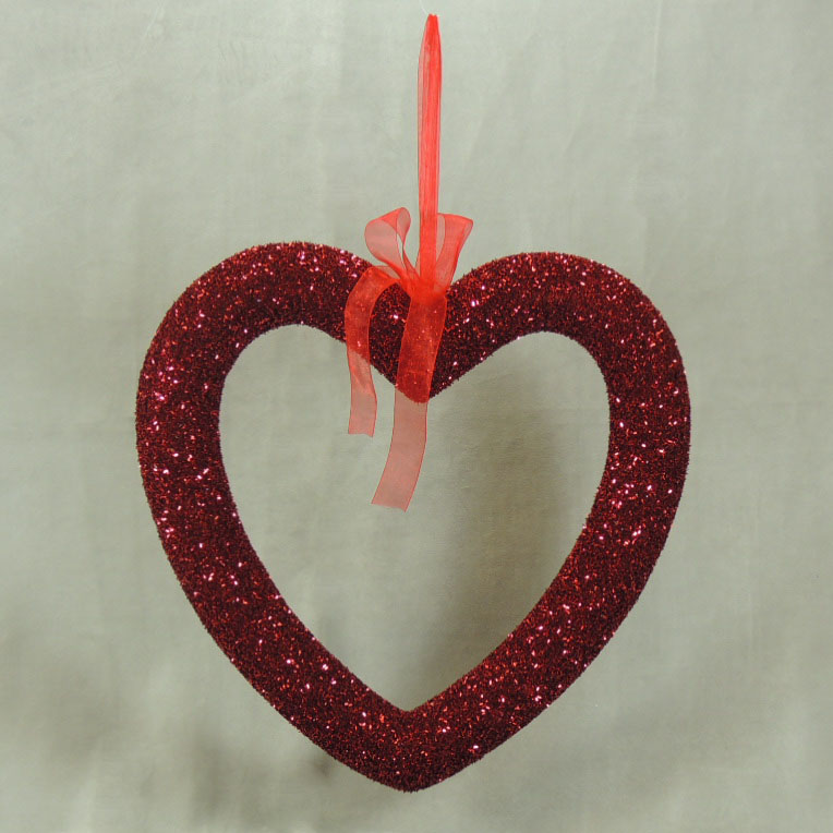 15.3" HEART DISPLAY GLITTER FOAM RED X 15.3"