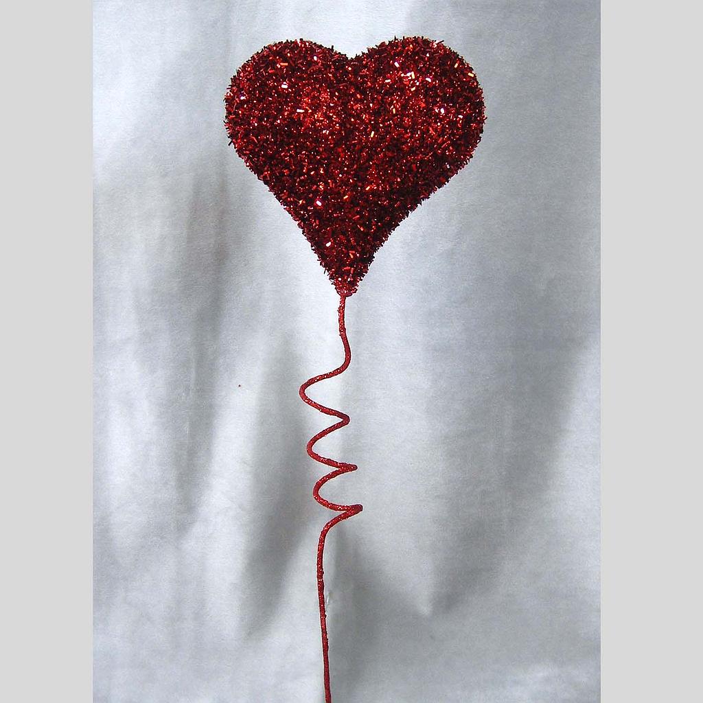 HEART 4" GLITTER FOAM PICK RED 18"