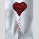 4" HEART GLITTER FOAM PICK RED 18"