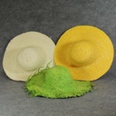 HAT GARDEN STRAW 3-COLOR ASST'D GREEN/CREAM/YELLOW