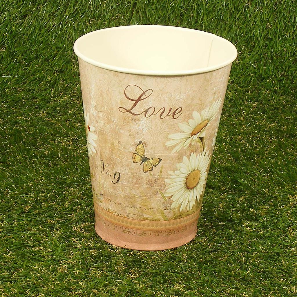 PLANTER TIN 4.75" x 6" W/PRINT W/LINER PINK