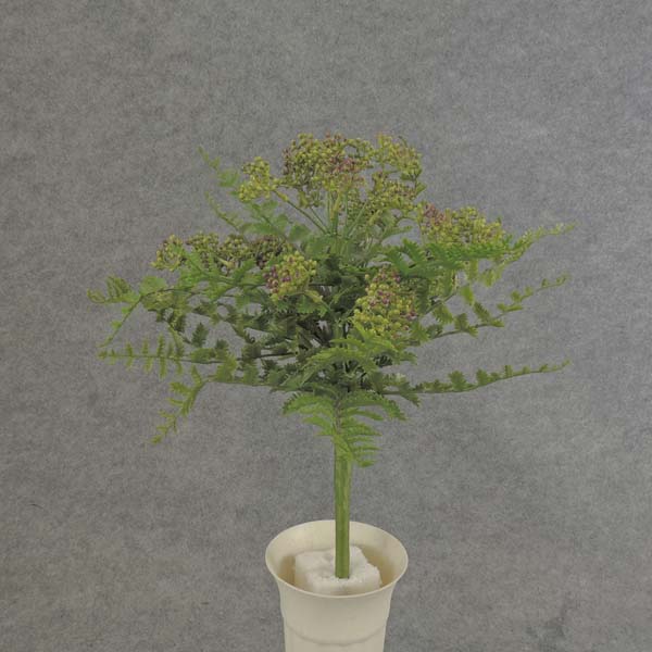 14" FERN BUSH W/BERRIES GREEN/PURPLE