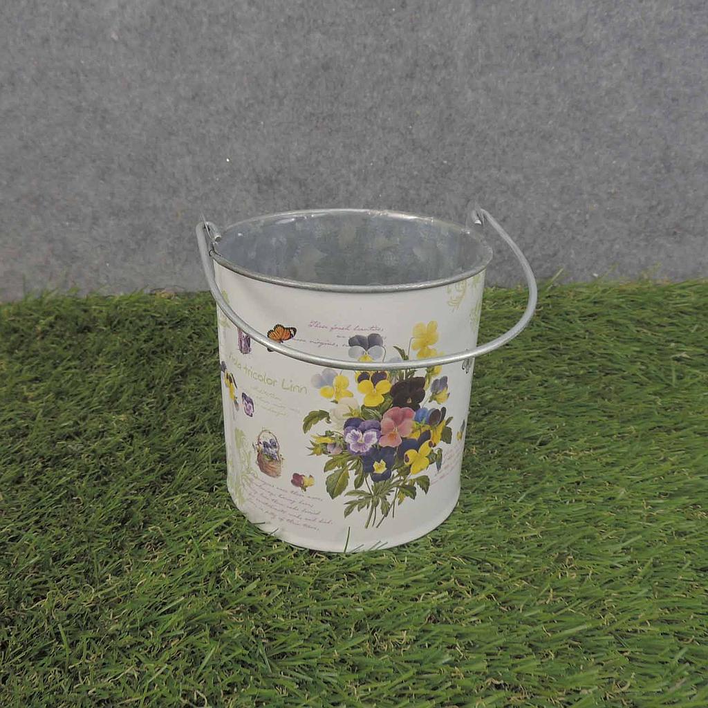 PLANTER TIN PANSY 4.25x4.25&quot;    W/LINER