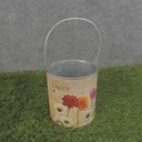 PLANTER TIN W/LINER 4.25x4.25" GERBERA PRINT