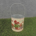 PLANTER TIN W/LINER 4.25x4.25" RED GERANIUM PRNT