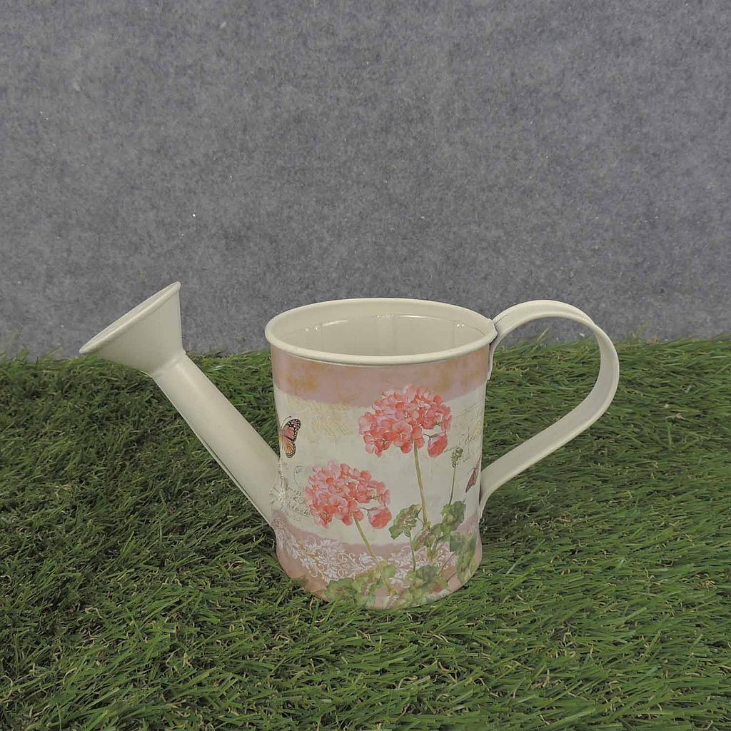 PLANTER WATERING CAN 7.5x3.5" SM. PINK GERANIUM