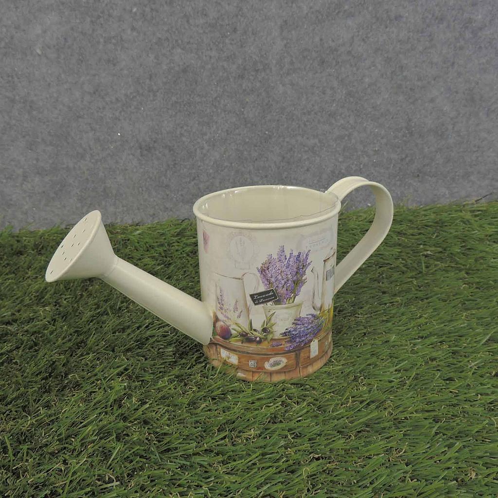 PLANTER WATERING CAN 7.5x3.5&quot; SM LAVENDER PRINT