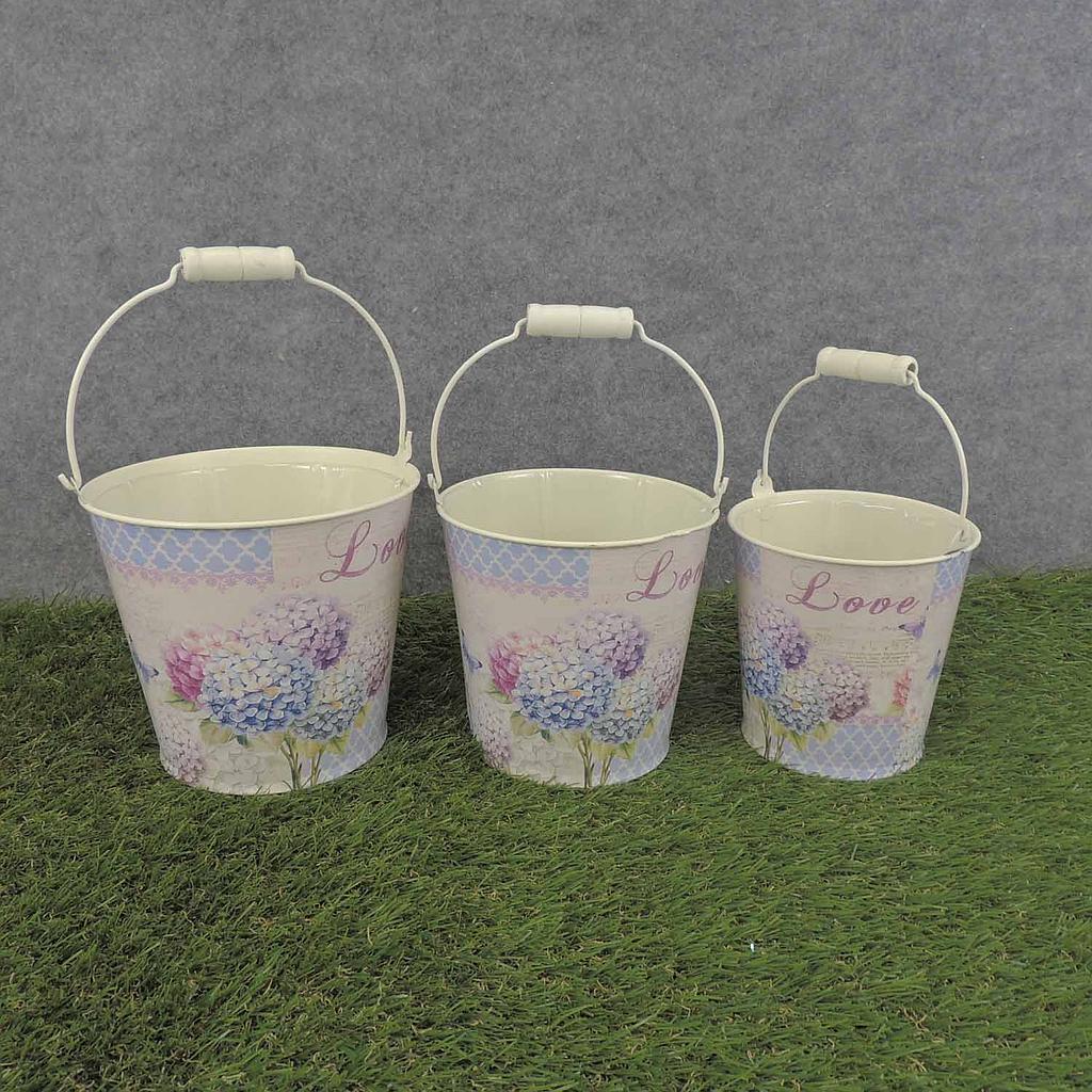 PLANTER HYDRANGEA PRINT 3/SET W/HANDLE & LINER