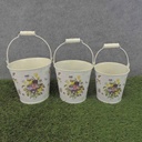 PLANTER SET PANSY PRINT 3/SET W/HANDLE & LINER