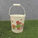 PAIL W/HNDL 4.75"x4.75" w/LINER RED GERANIUM PRT