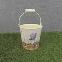 PAIL W/HNDL 4.75"x4.75" w/LINERE LAVENDER PRINT