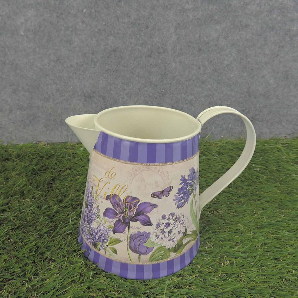 PLANTER WATERING CAN 3.5x4.75&quot; CLEMATIS PRINT