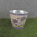PLANTER TIN 7 x 6"  W/LINER PURPLE CLEMATIS P