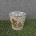 PLANTER TIN 5.25 x 5" W/LINER GERANIUM PRINT