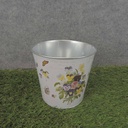 PLANTER TIN 5.25 x 5" W/LINER PANSY PRINT