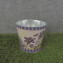PLANTER TIN 5.25 x 5" W/LINER   CLEMATIS PRINT