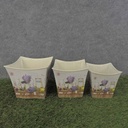 PLANTER  3/SET SQUARE W/LINER LAVENDER PRINT