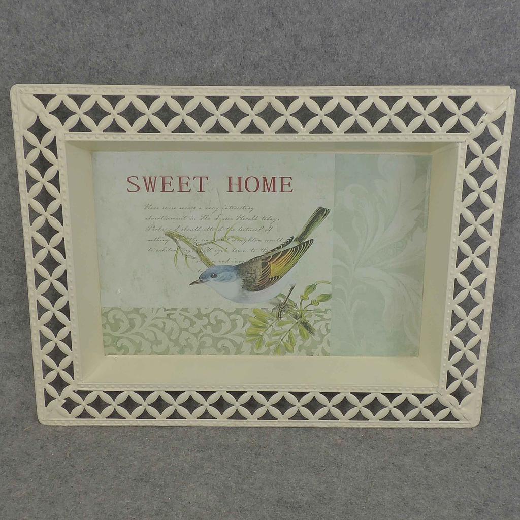 11" METAL TRAY W/BIRD PRINT 15x