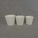 PLANTER TIN W/LINER 3/SET SOLID WHITE