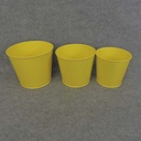 PLANTER TIN W/LINER 3/SET SOLID YELLOW