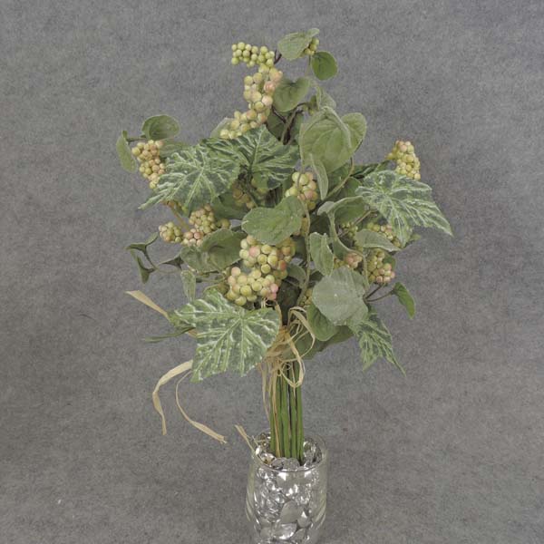 BERRY/LEAF BUNDLE W/RAFFIA 17" 