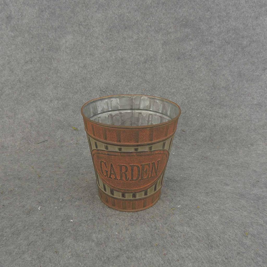 PLANTER TIN 5.5" x 5.75" METAL/"GARDEN"