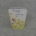 PLANTER TIN 4.75x4.5" W/LINER HAPPY SPRING
