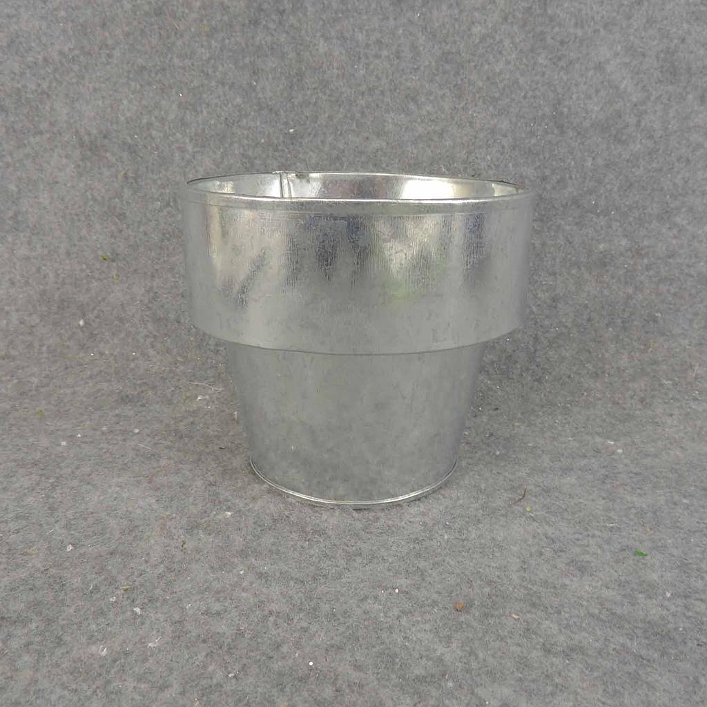 PLANTER POT 5x4.5" W/LINER GALVANIZED LOOK