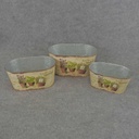 PLANTER TIN SET (3/SET) OVAL HERBS W/LINER
