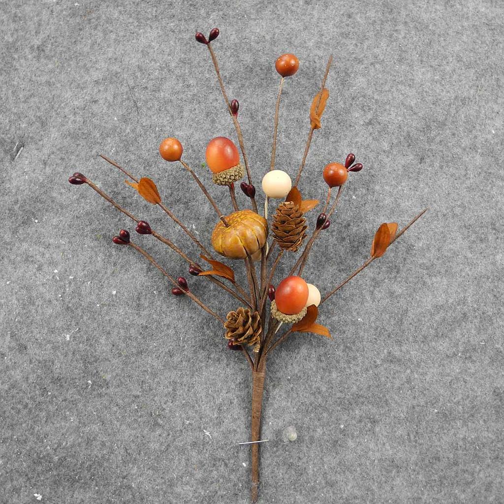 [SLF8019-CBB] 10" BERRY/ACORN/PUMPKIN PICK (6/BAG) CRM/BRN