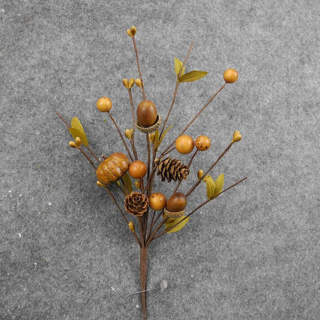[SLF8019-LGB] 10" BERRY/ACORN/PUMPKIN PICK (6/BAG) LIGHT GREEN/BROWN