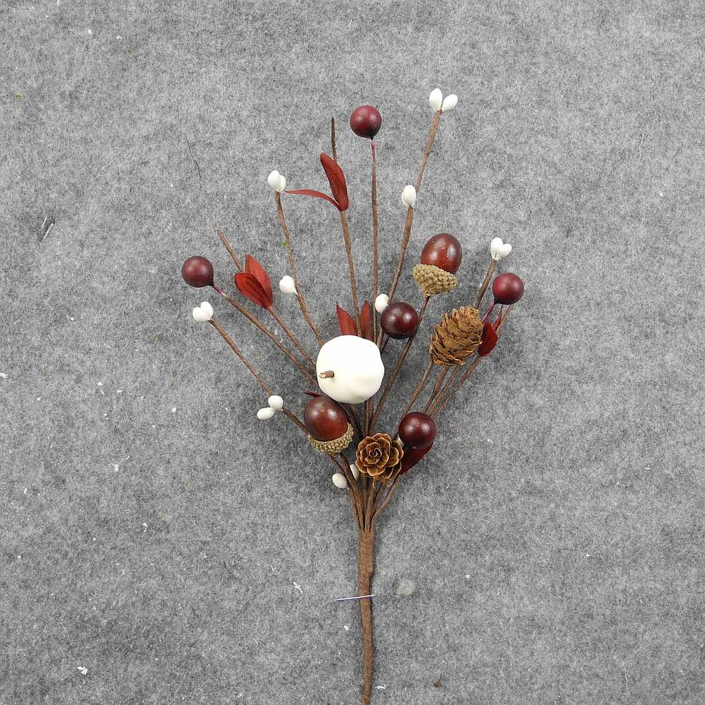 [SLF8019-WHB] 10" BERRY/ACORN/PUMPKIN PICK (6/BAG) WHITE/BURGUNDY