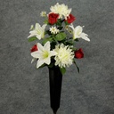 PRE-MADE MEM CONE ARRANGEMENT  CREAM/RED