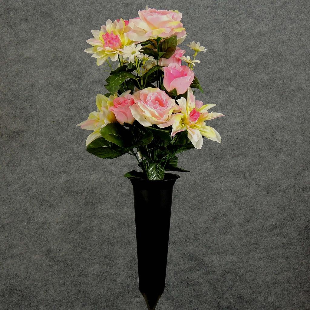 PRE-MADE MEM CONE ARRANGEMENT  LIGHT PINK/GREEN