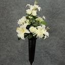 PRE-MADE MEM CONE ARRANGEMENT  CREAM/WHITE