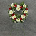 PRE-MADE MEM HEART ARRANGEMENT  RED/WHITE