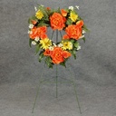 PRE-MADE MEM HEART ARRANGEMENT  ORANGE/YELLOW