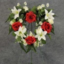 PRE-MADE MEM HEART ARRANGEMENT  RED/CREAM