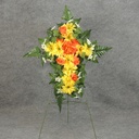 PRE-MADE MEM CROSS ARRANGEMENT  ORANGE/YELLOW