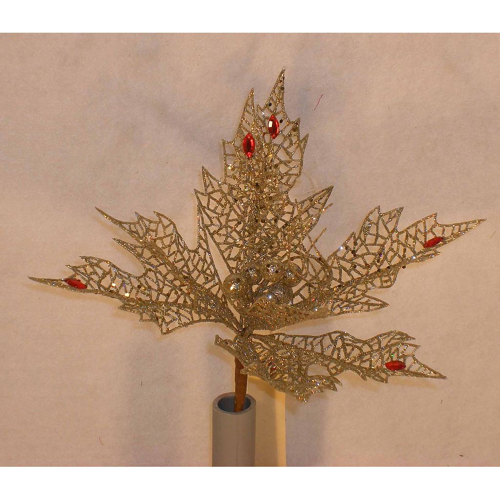8" POINSETTIA PICw/JEWELS PLATINUN HEAD