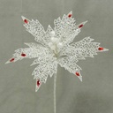 8" POINSETTIA PICK W/JEWELS WHITE HEAD