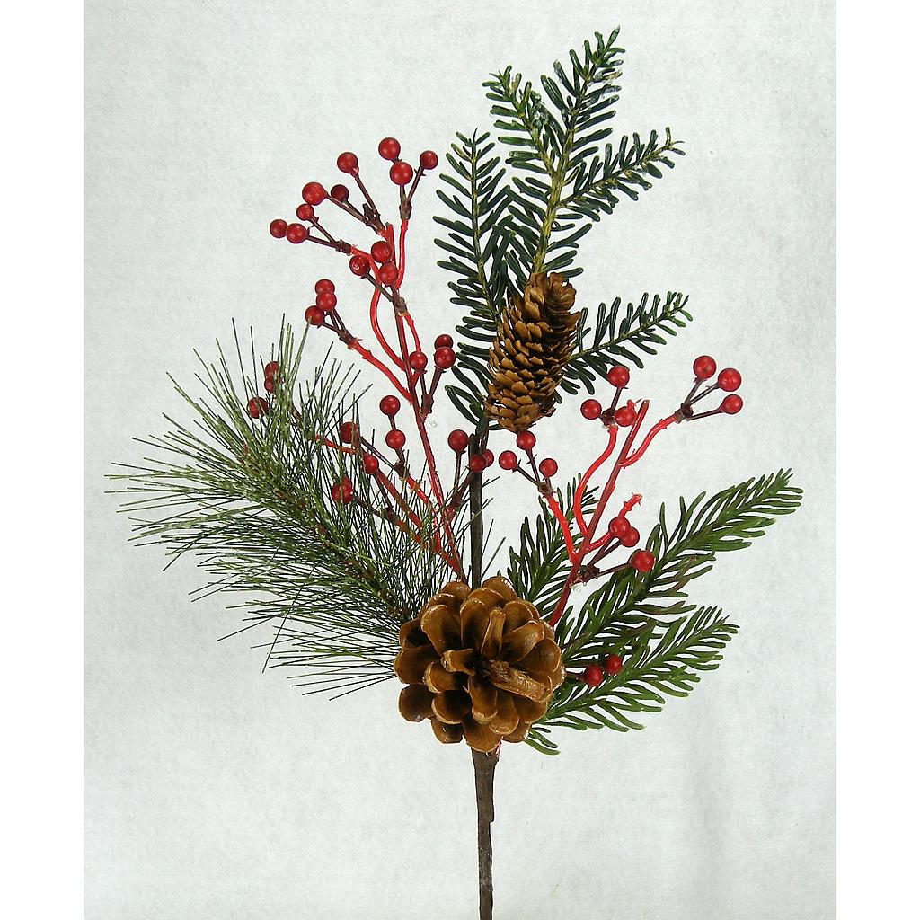[X100250] 16" PINE SPRAY HEMLOCK/CONE/BERRY