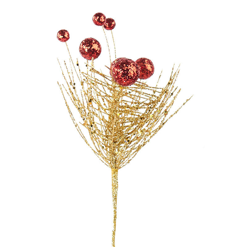 PINE PICK W/BALLS 12" RED/GOLD