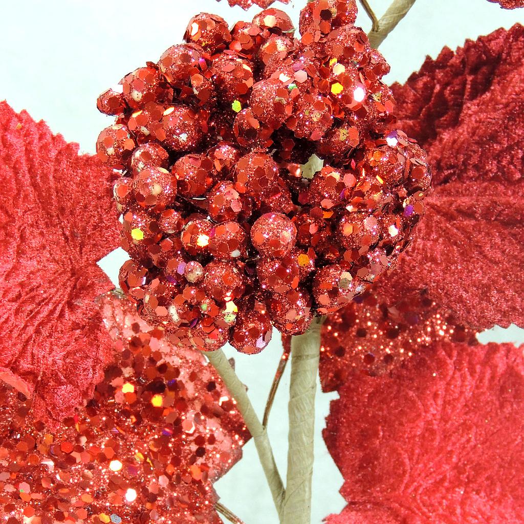 23" BERRY CLUSTER/LEAF SPRAY RED