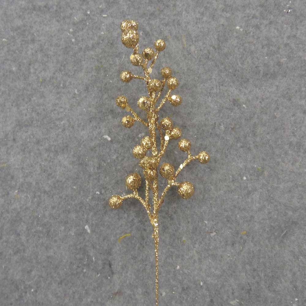 BERRIES 9" PICK GLITTER GOLD  GOLD
