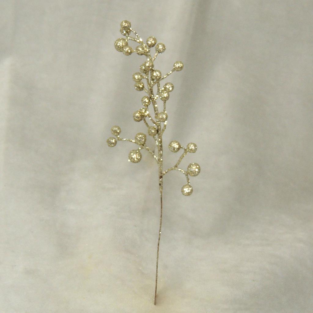 BERRIES 9"PICK GLITTER SIL/JADE