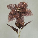 34" POINSETTIA STEM GLITTER BROWN