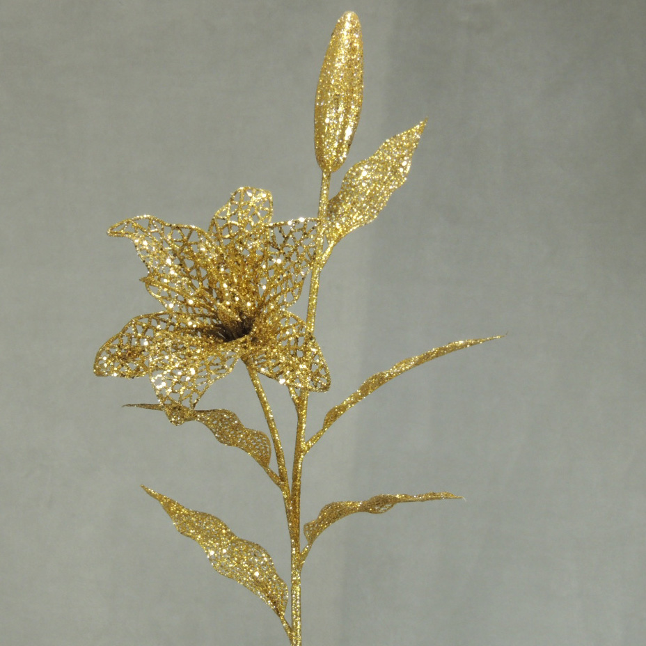 [X13829-GLD] 30" TIGER LILY STEM GLITTER GOLD