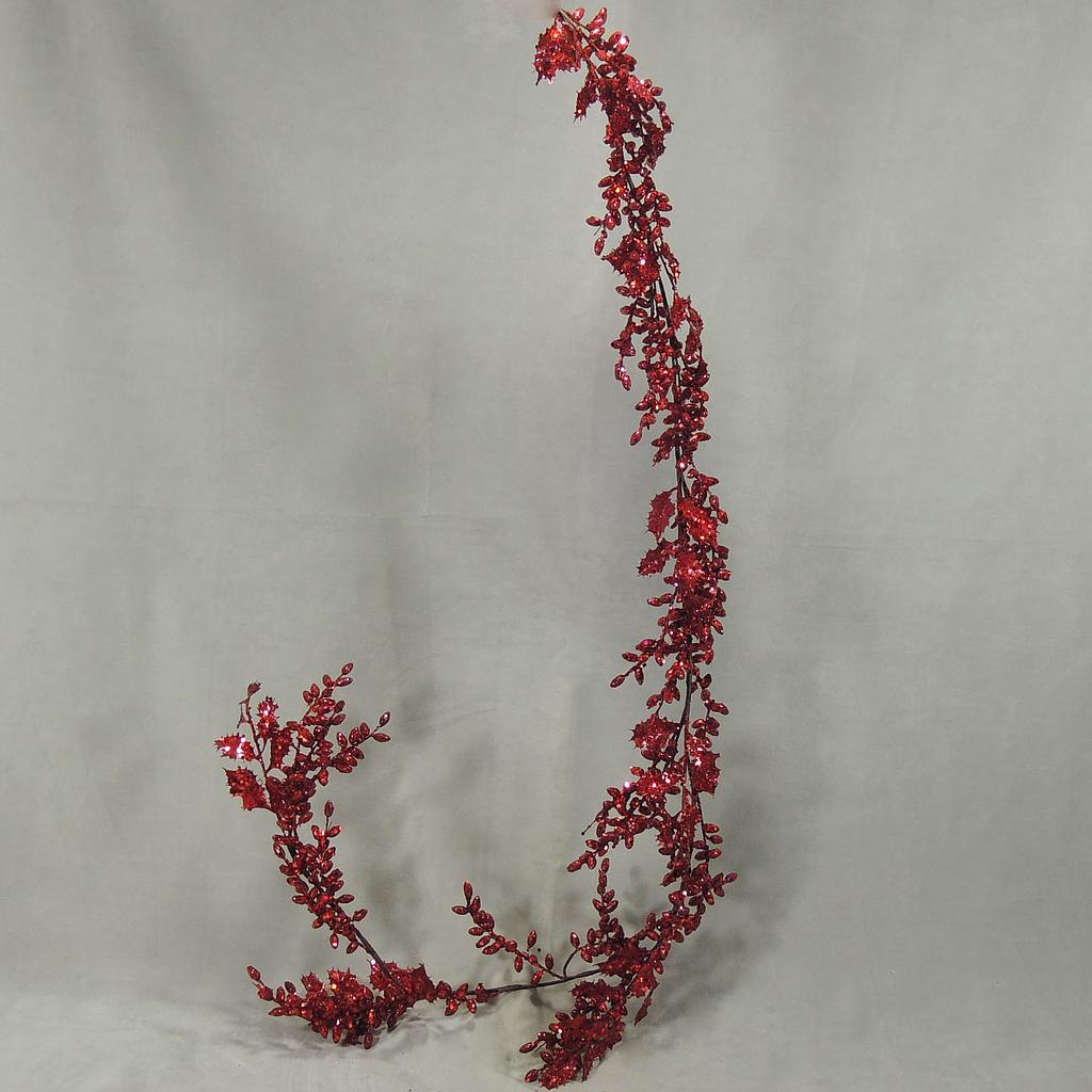 5' GARLAND BERRY W/HOLLY LEAVES