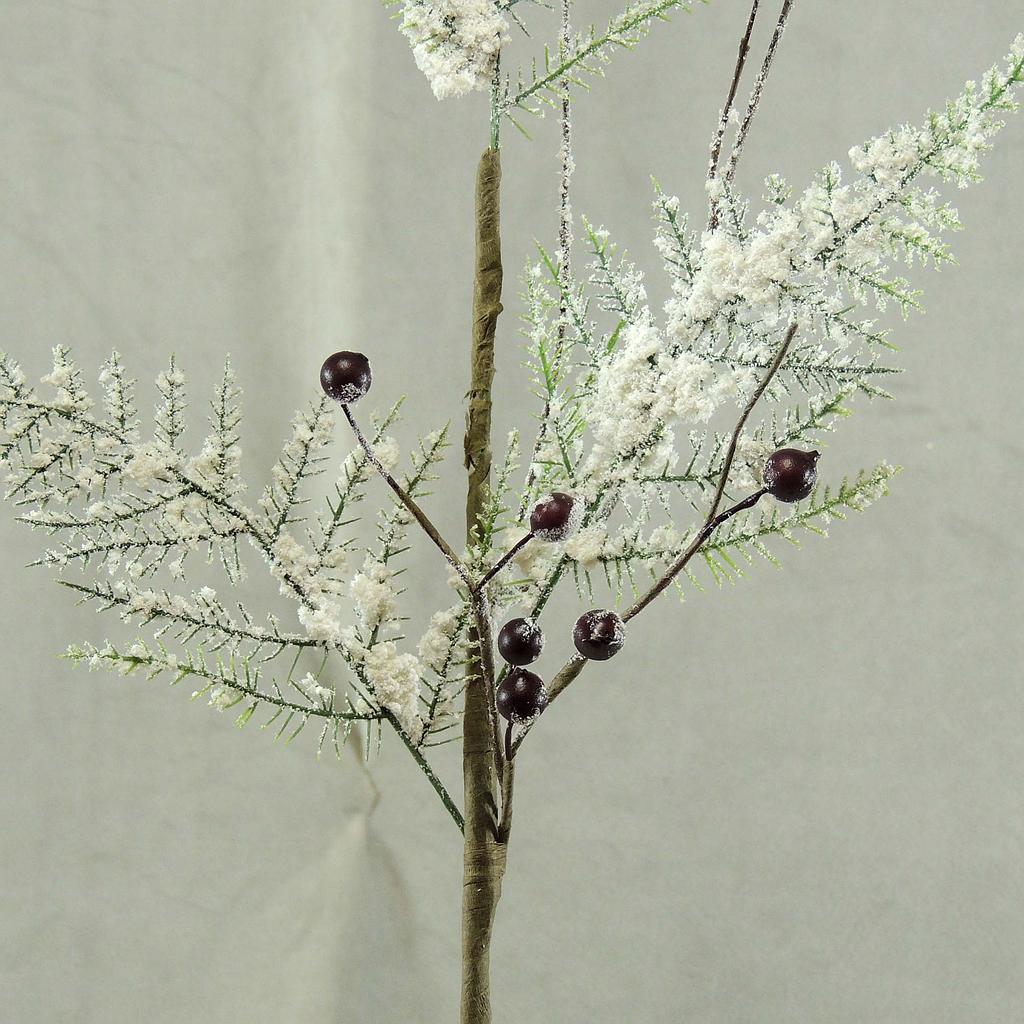 FERN SPRAY SNOW FLOCKED 21"